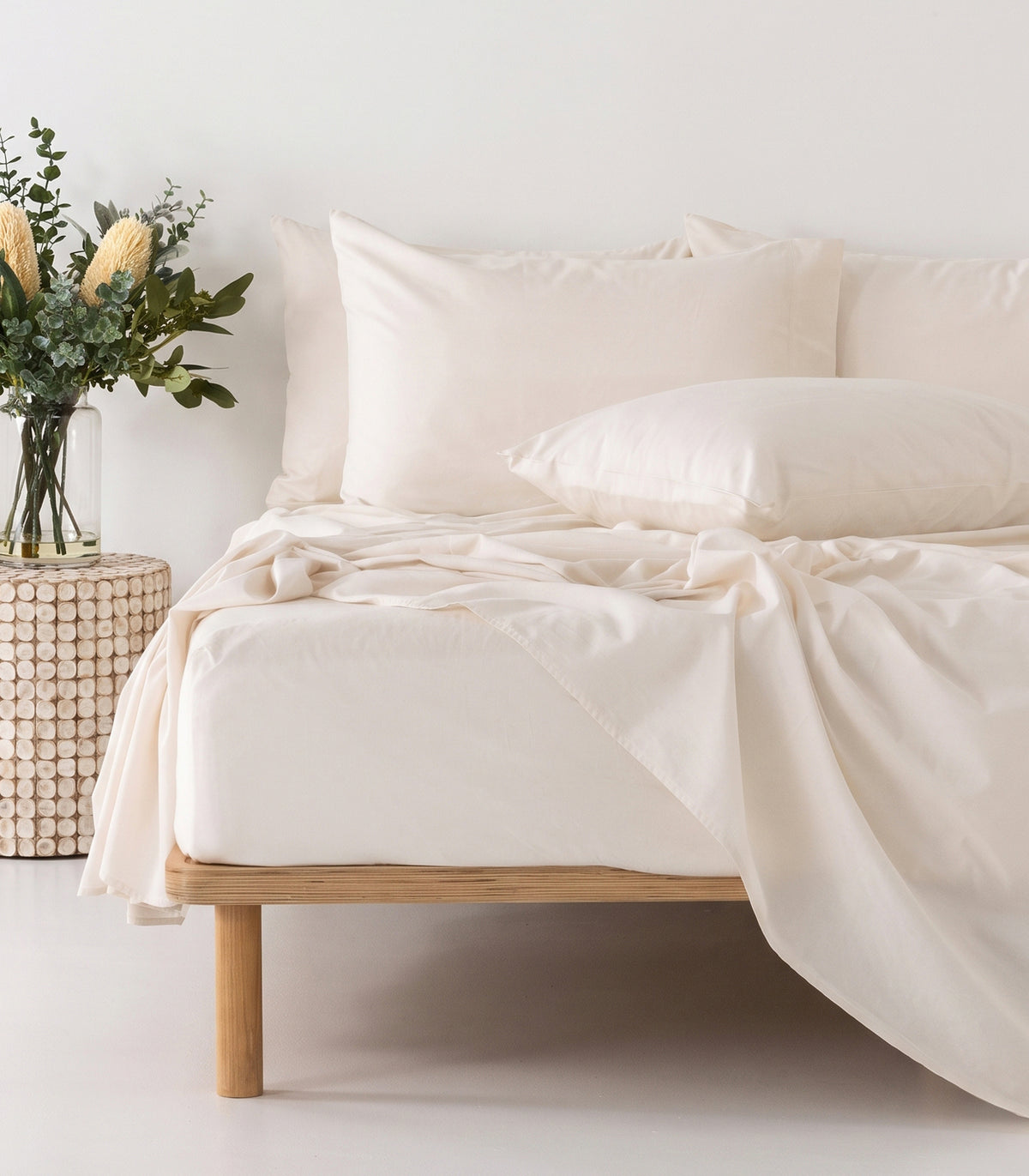 Organic Cotton Sateen Sheet Set - Vintage Wash - Natural