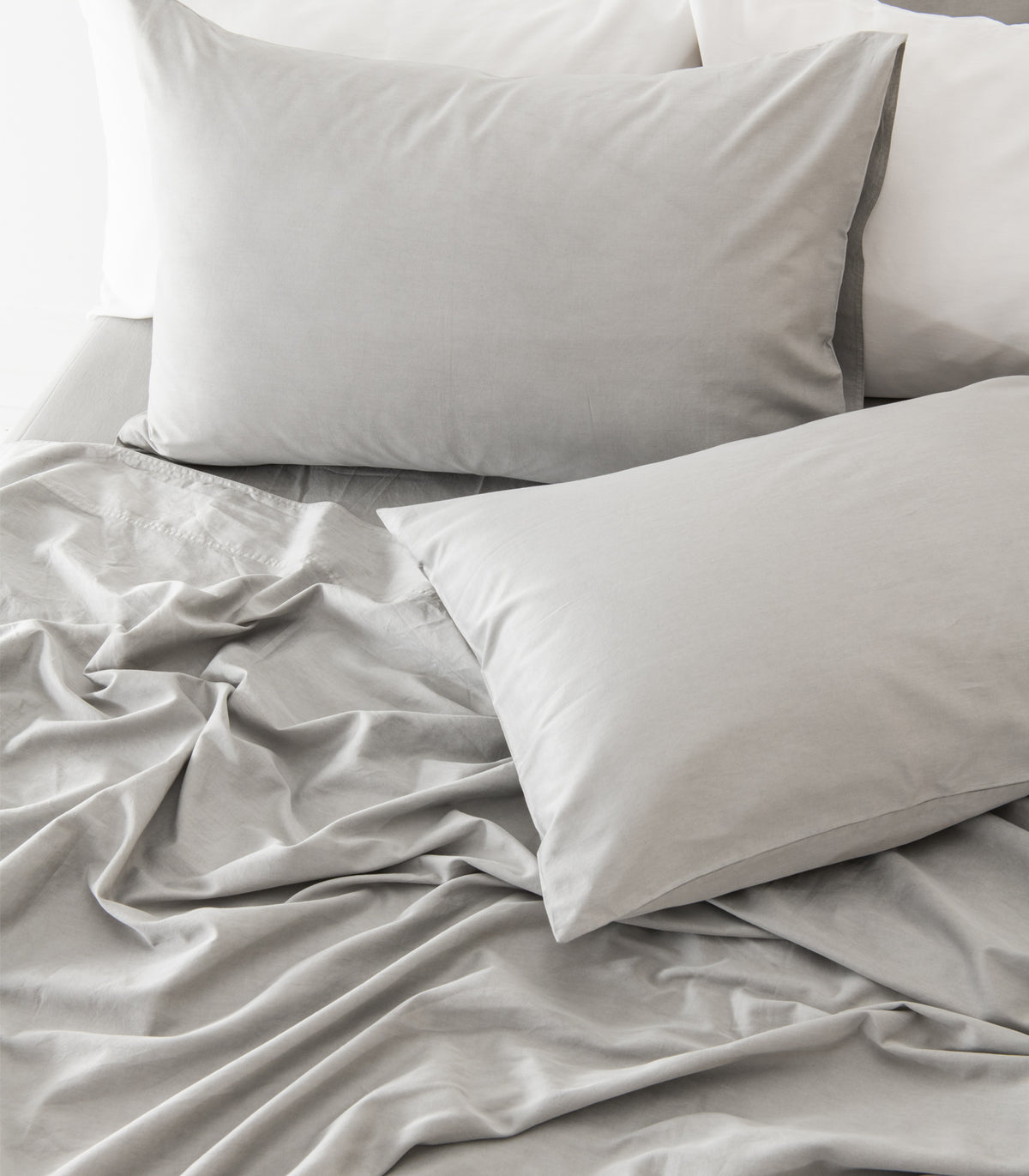 Organic Cotton Sateen Sheet Set - Vintage Wash - Pewter
