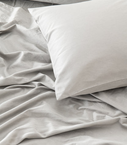 Organic Cotton Sateen Sheet Set - Vintage Wash - Pewter