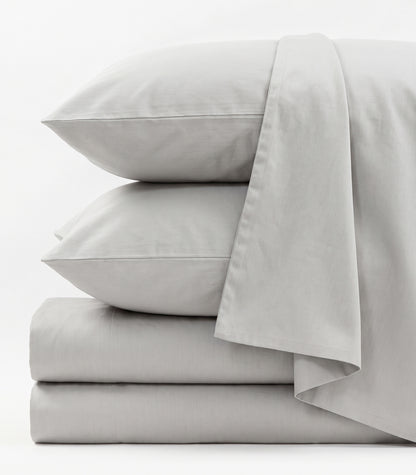 Organic Cotton Sateen Sheet Set - Vintage Wash - Pewter