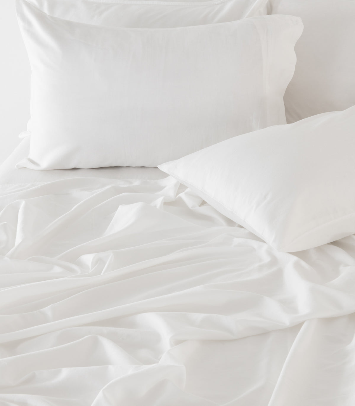 Organic Cotton Sateen Sheet Set - Vintage Wash - White