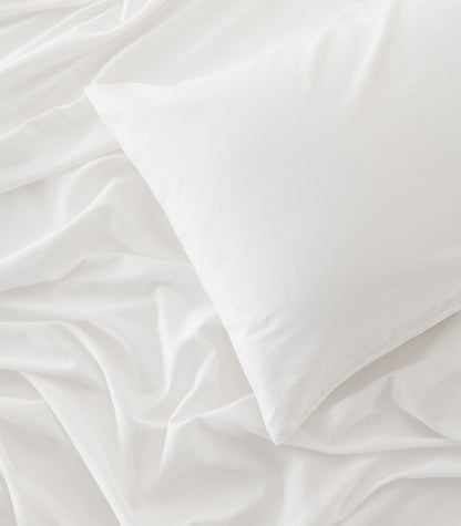 Organic Cotton Sateen Sheet Set - Vintage Wash - White