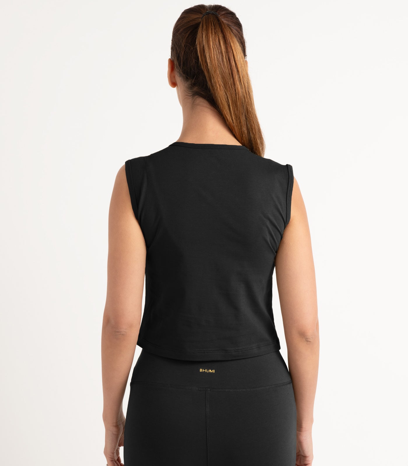 Sleeveless Fitted Crop Top - Black