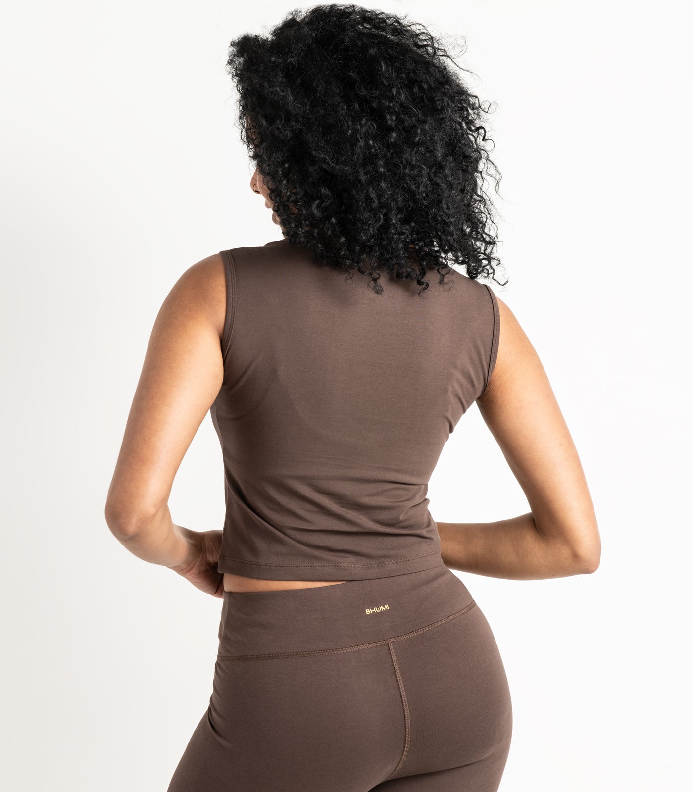 Sleeveless Fitted Crop Top - Chocolate Martini