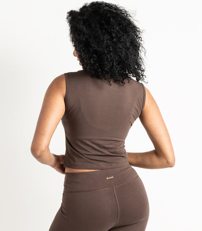 Sleeveless Fitted Crop Top - Chocolate Martini
