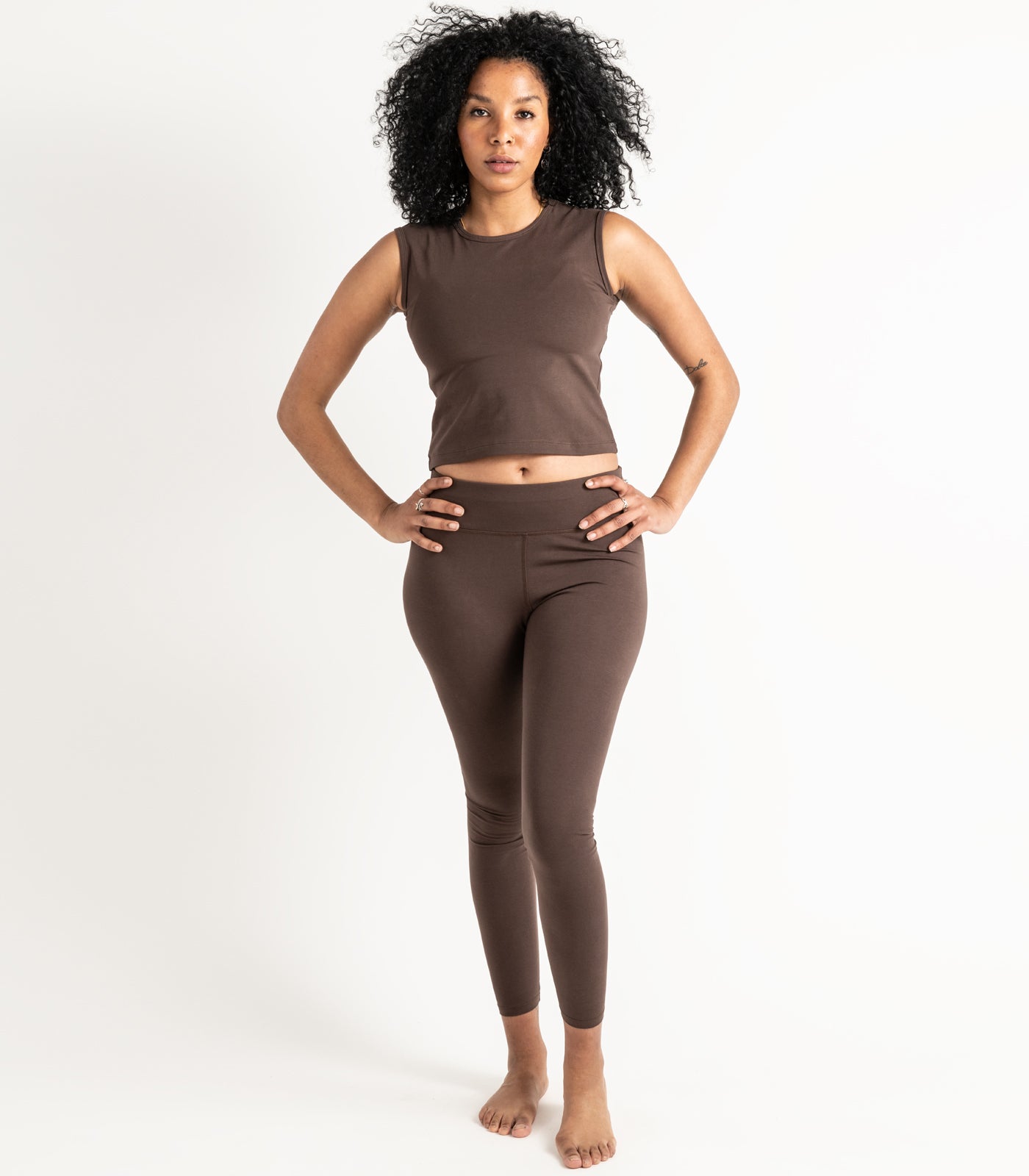 Sleeveless Fitted Crop Top - Chocolate Martini
