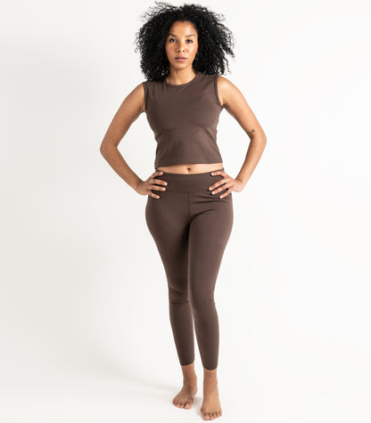 Sleeveless Fitted Crop Top - Chocolate Martini