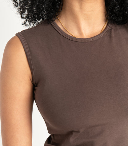 Sleeveless Fitted Crop Top - Chocolate Martini