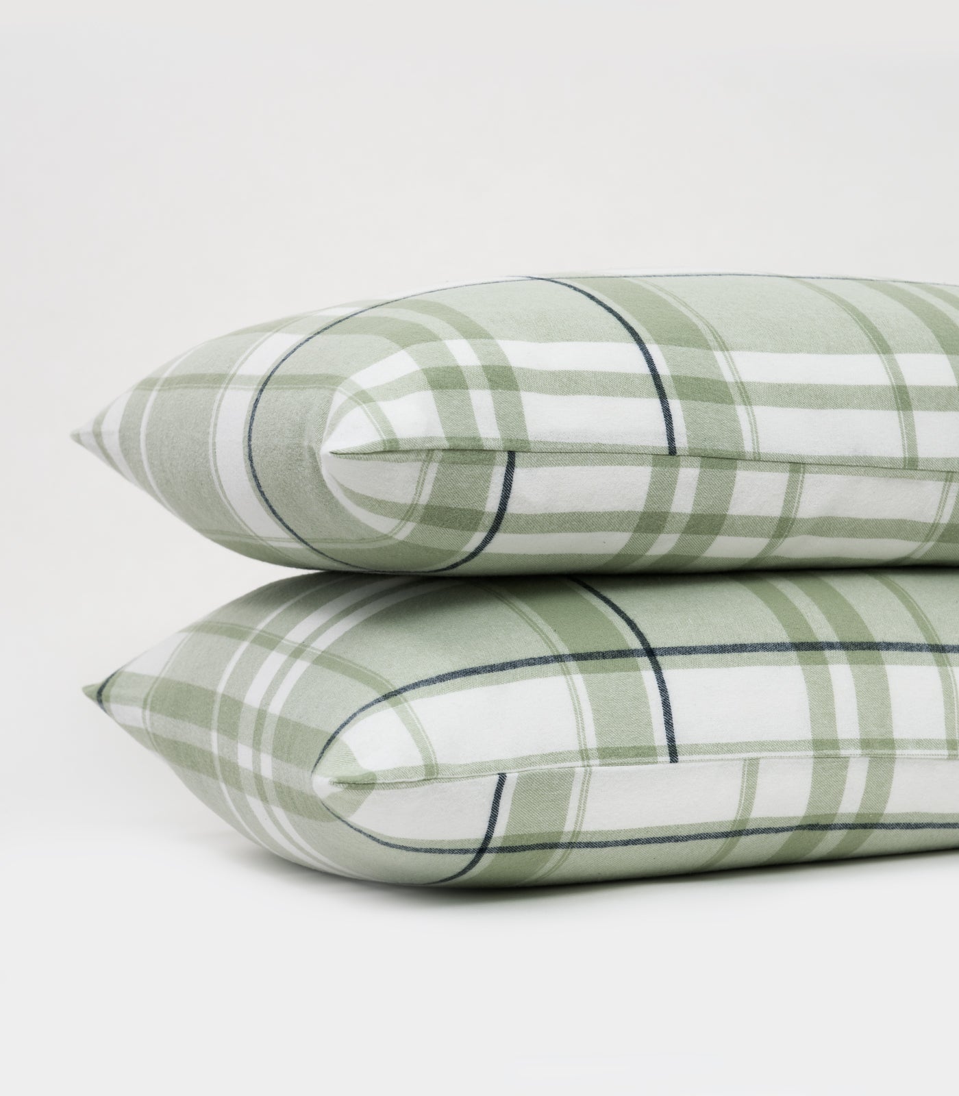 Bhumi Organic Cotton - Flannelette Pillow Cases (pair) - Plaid - Sage Plaid