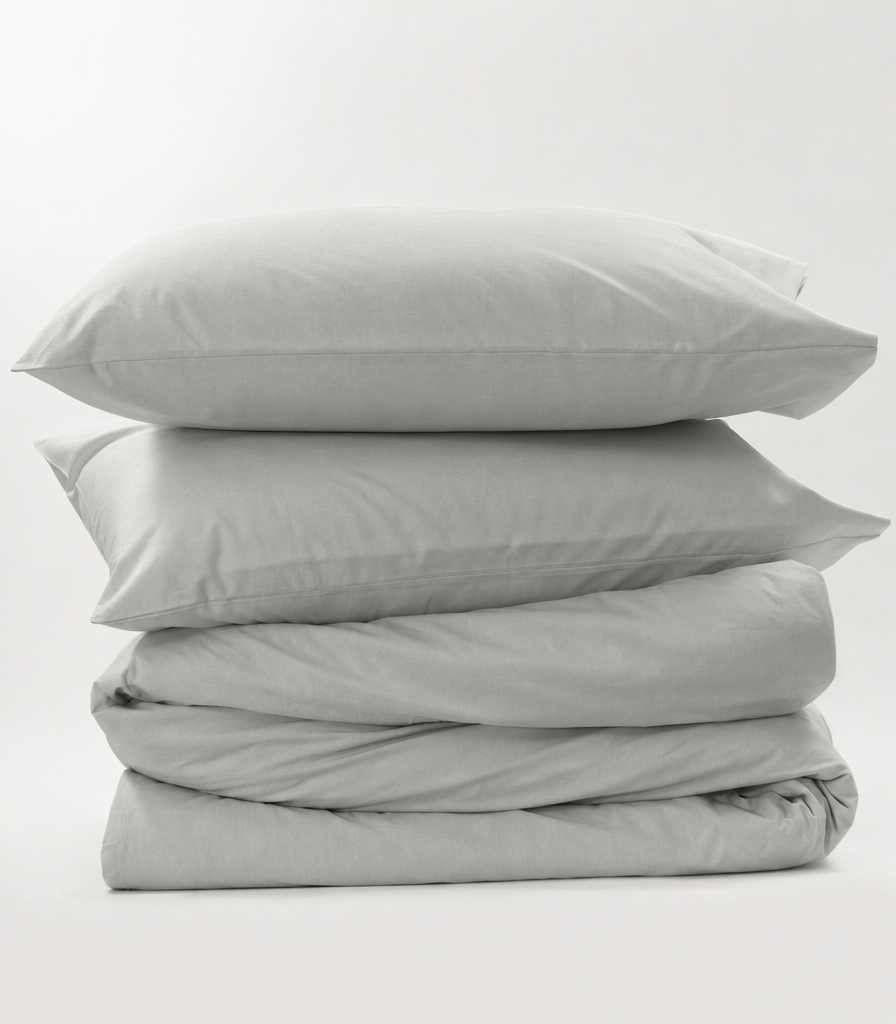 Organic Cotton Percale Quilt Cover Set - Stone