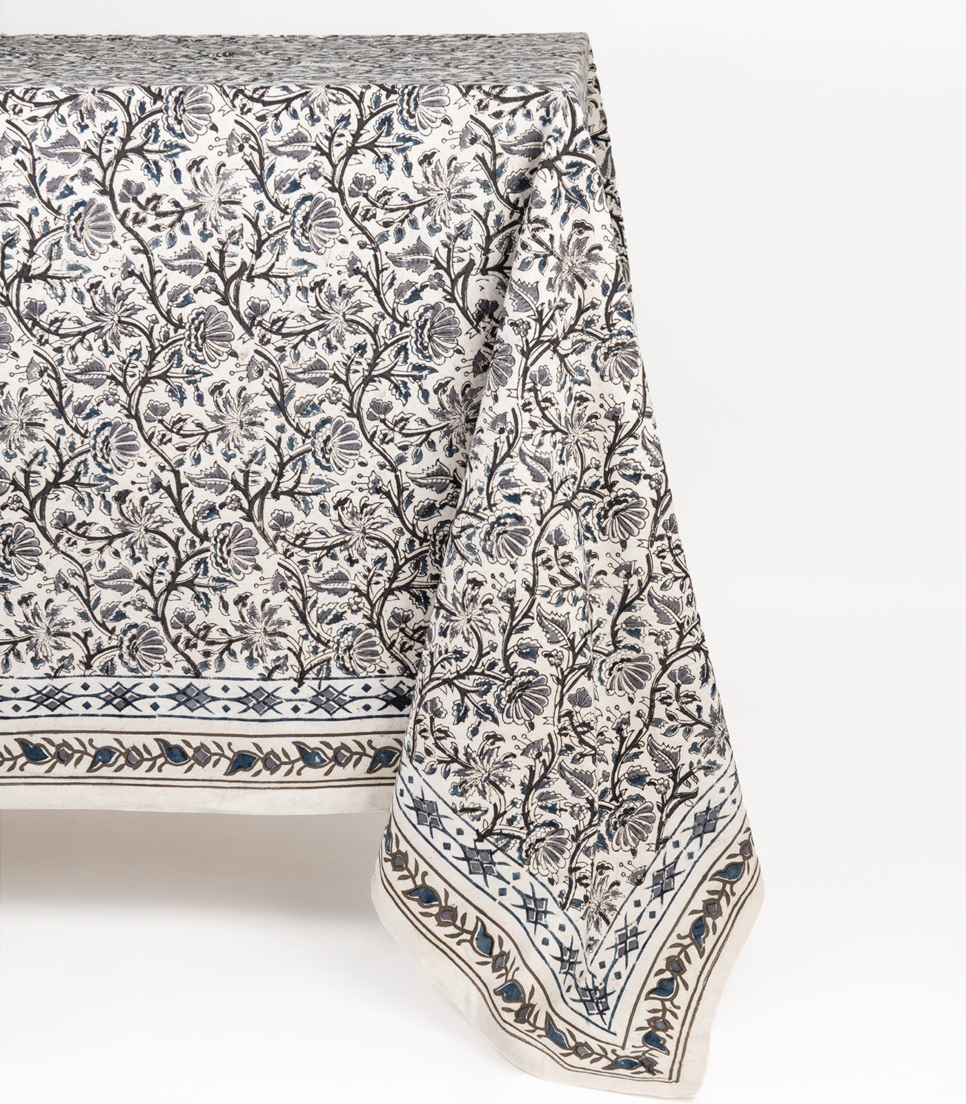 Tablecloth - Kalamkari Block Print - Blue/Grey