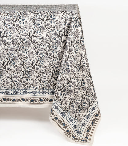 Tablecloth - Kalamkari Block Print - Blue/Grey