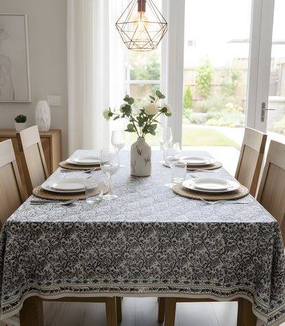 Tablecloth - Kalamkari Block Print - Blue/Grey