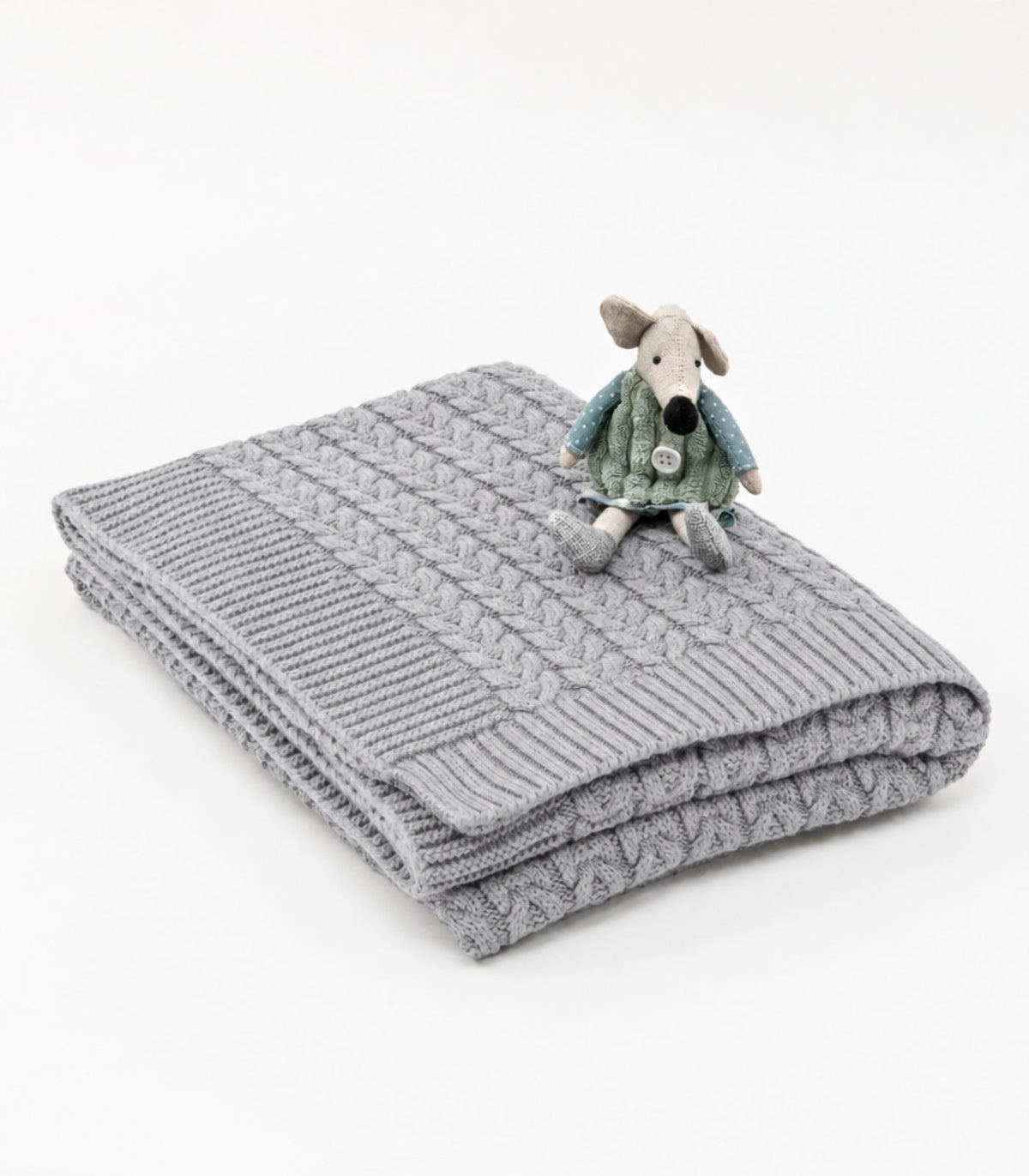 Bhumi Organic Cotton - Baby Cable Knit Throw - Grey Melange