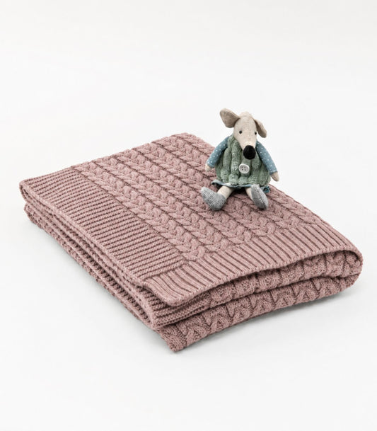 Bhumi Organic Cotton - Baby Cable Knit Throw - Rose
