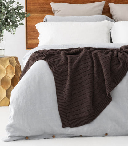 Bhumi Organic Cotton - Diamond Knit Throw - Coffee