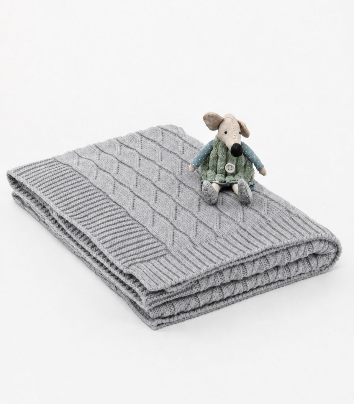 Bhumi Organic Cotton - Baby Diamond Knit Throw - Grey Melange