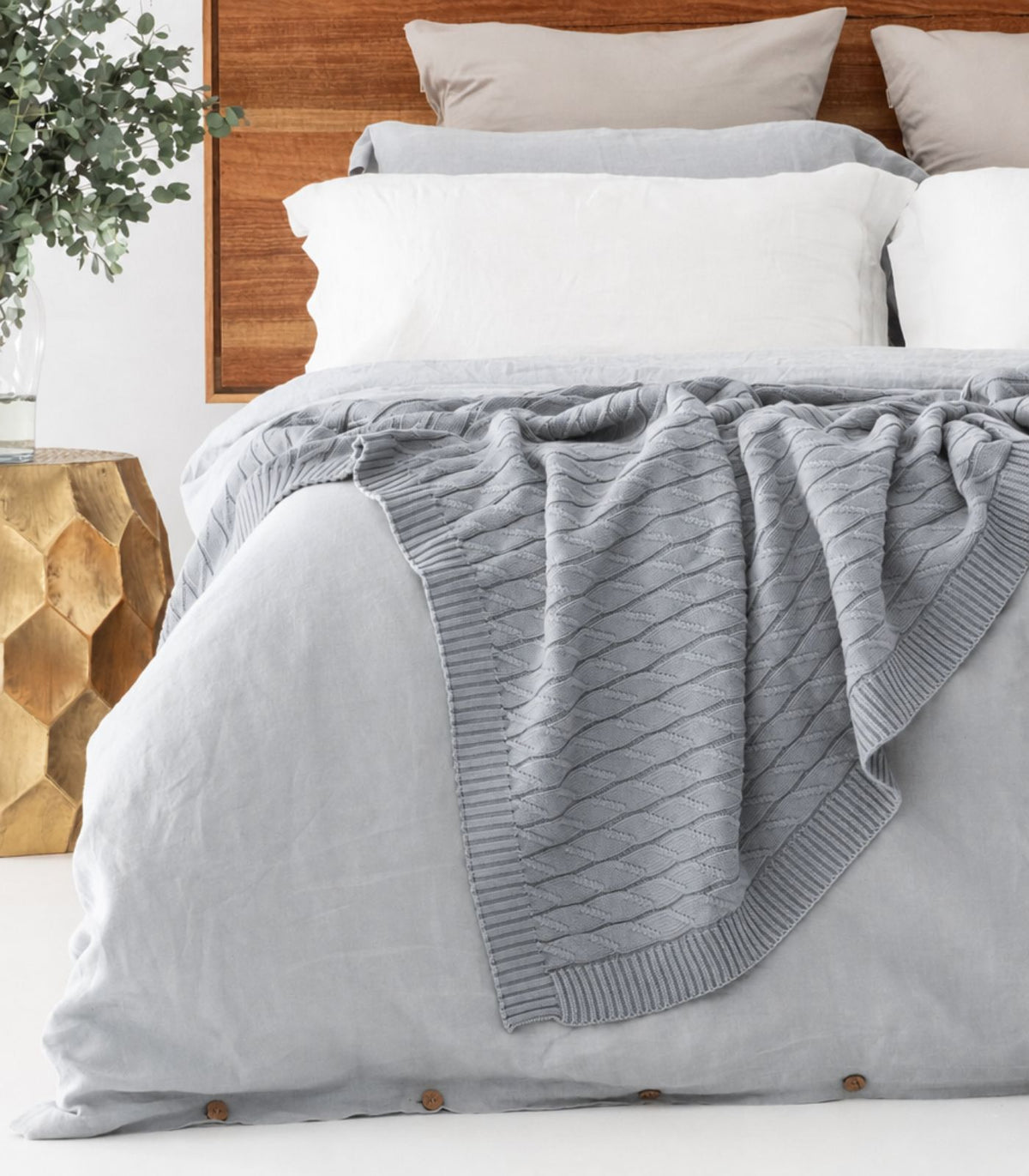 Bhumi Organic Cotton - Diamond Knit Throw - Grey Melange