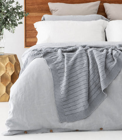 Bhumi Organic Cotton - Diamond Knit Throw - Grey Melange