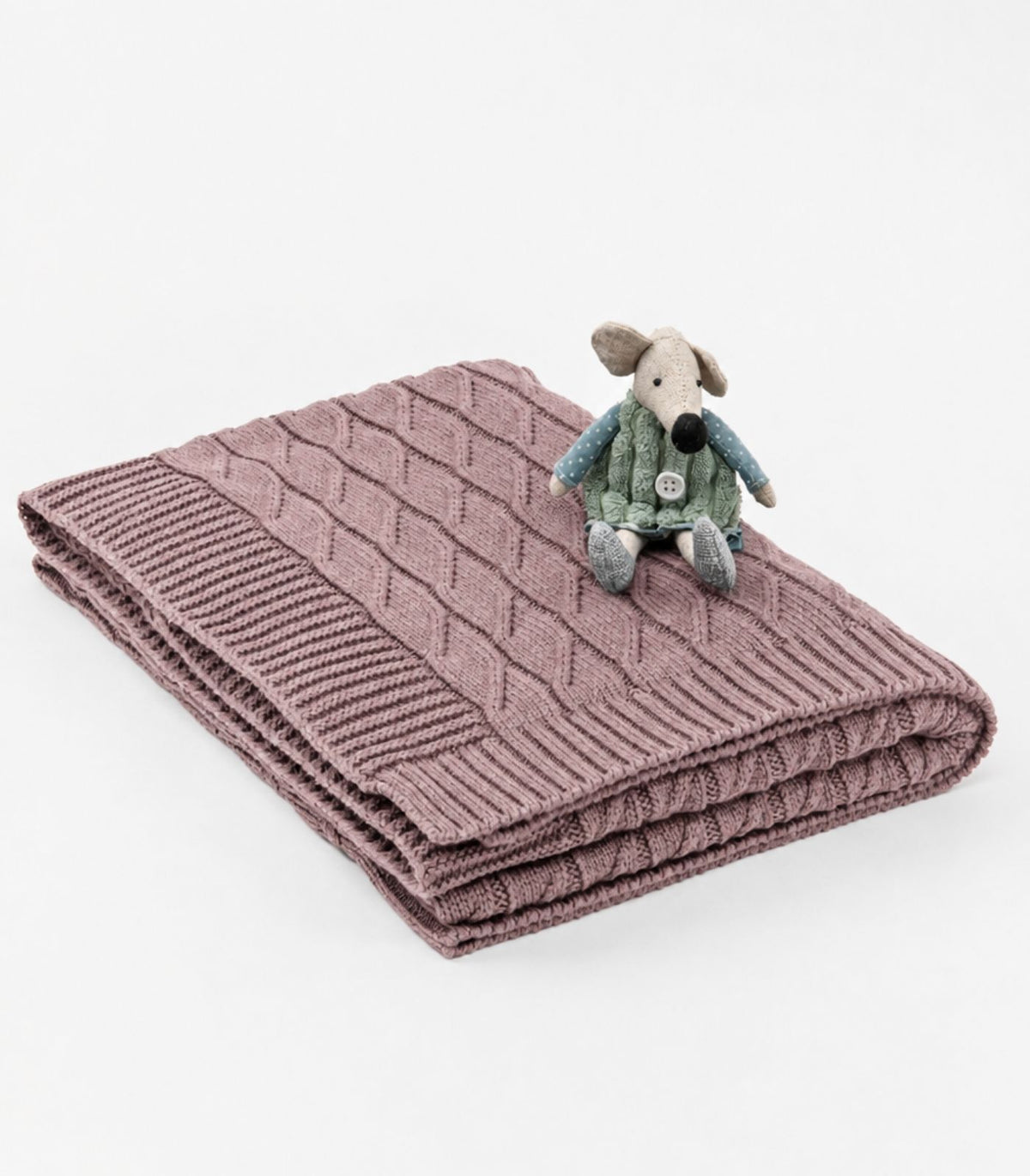 Bhumi Organic Cotton - Baby Diamond Knit Throw - Rose