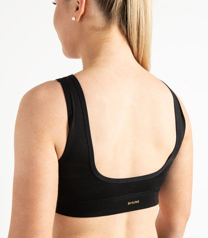 V Neck Crop Top - Black