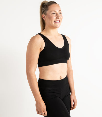 V Neck Crop Top - Black