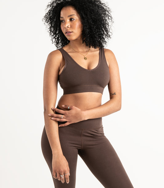 V Neck Crop Top - Chocolate Martini