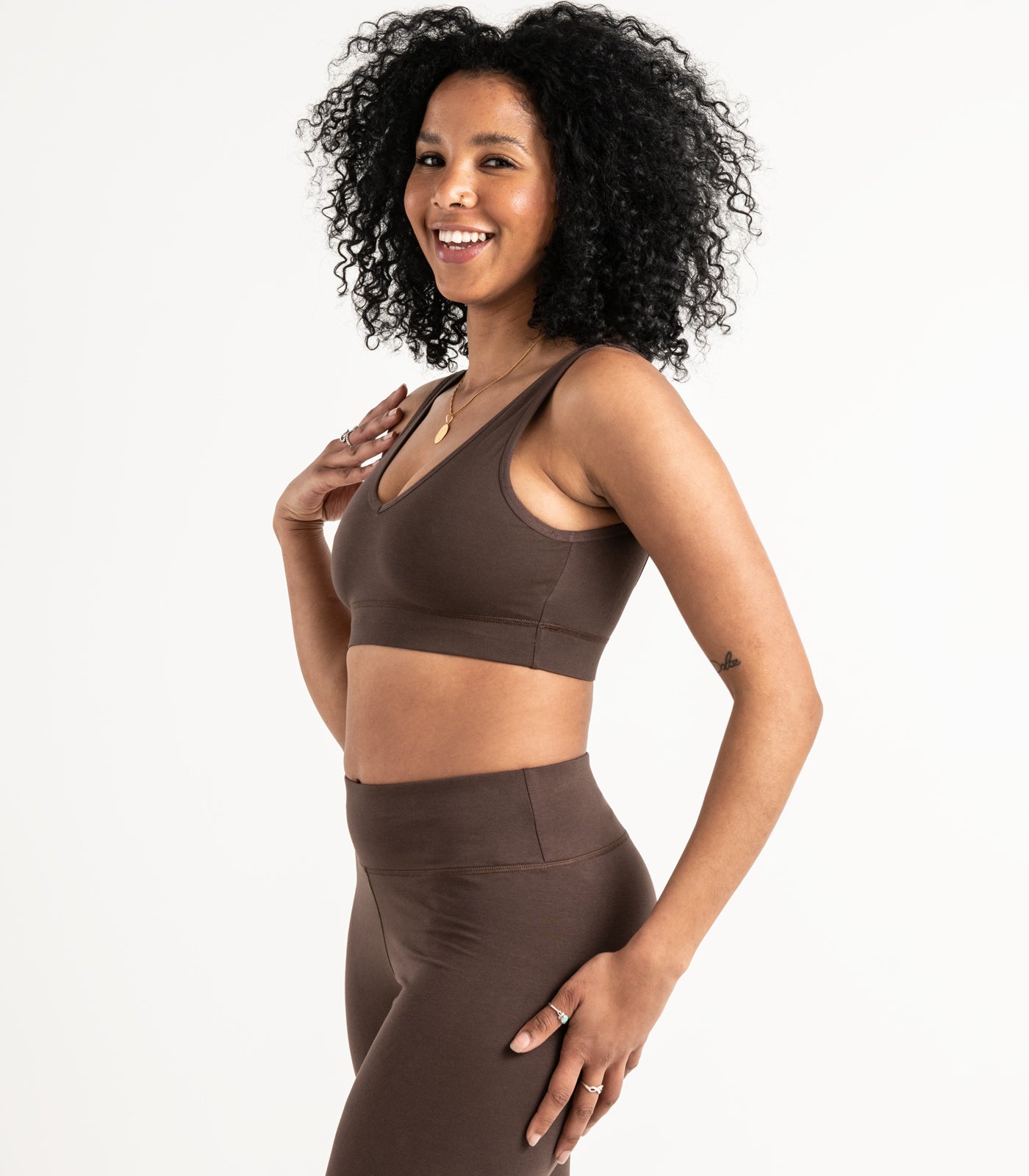 V Neck Crop Top - Chocolate Martini