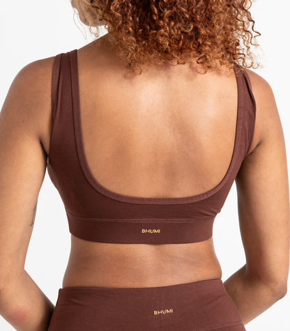 V Neck Crop Top - Espresso