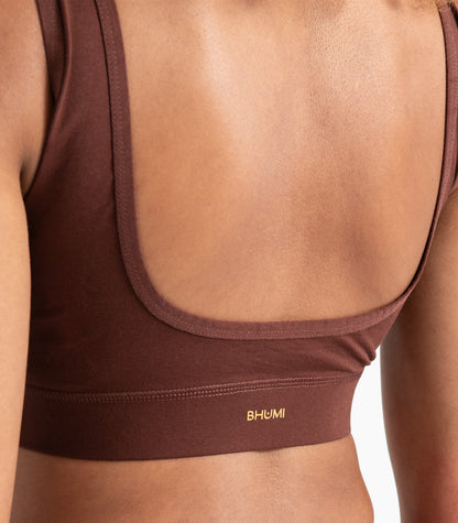V Neck Crop Top - Espresso