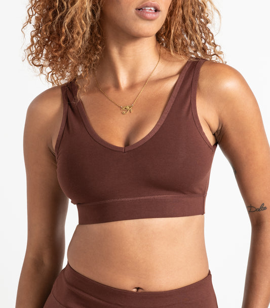 V Neck Crop Top - Espresso