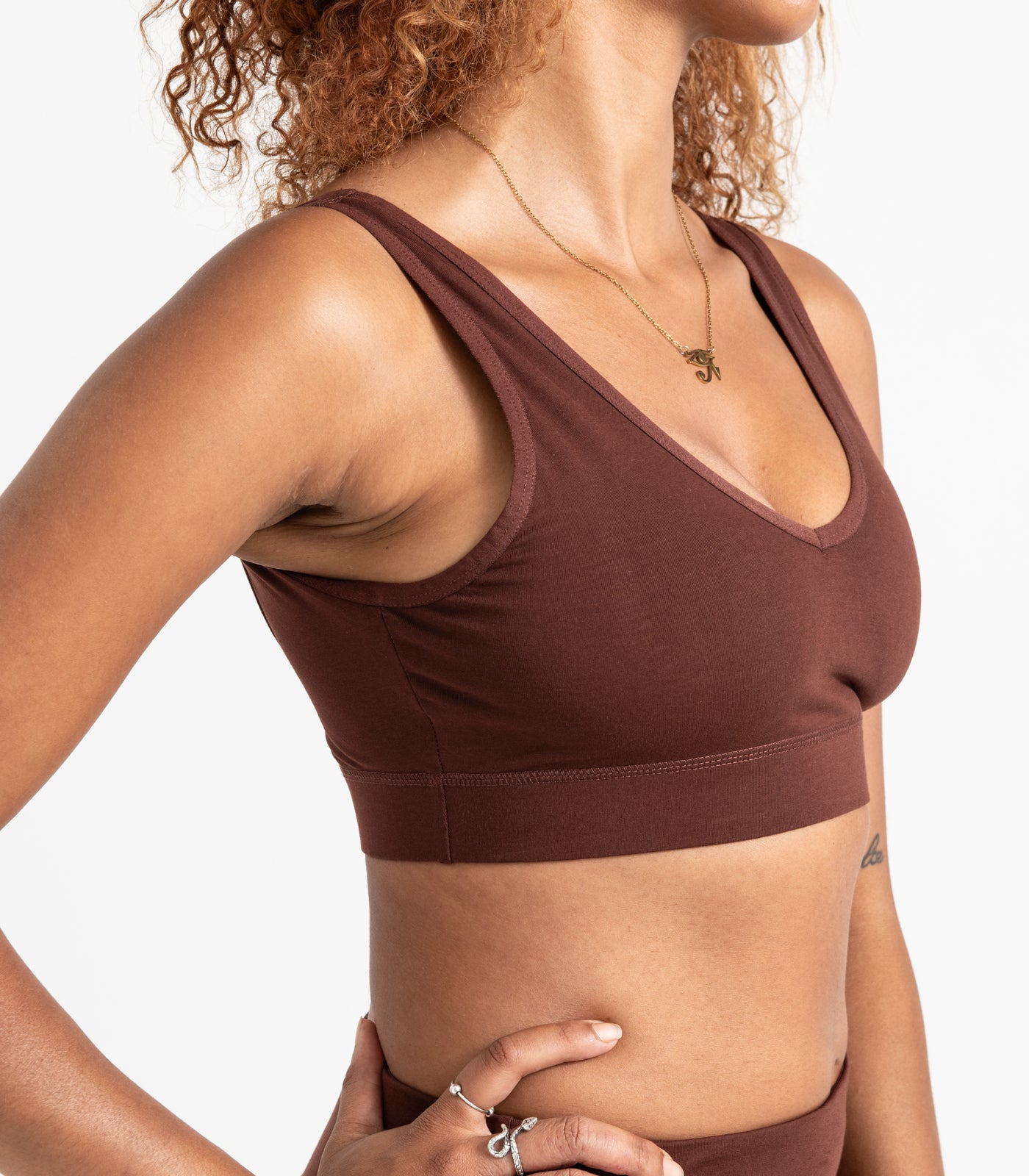 V Neck Crop Top - Espresso
