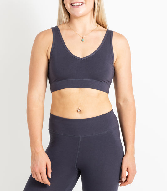 V Neck Crop Top - Graphite