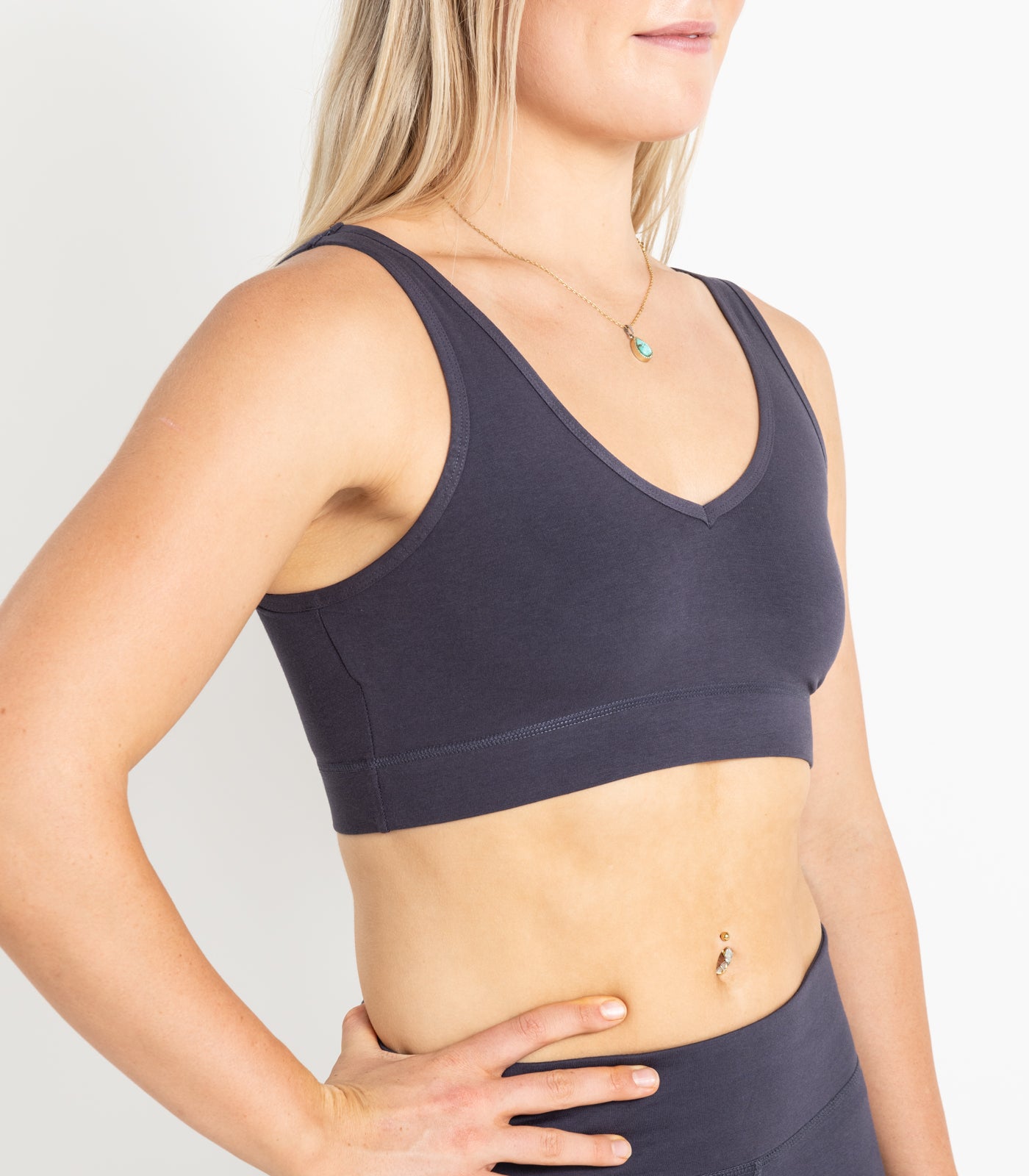 V Neck Crop Top - Graphite