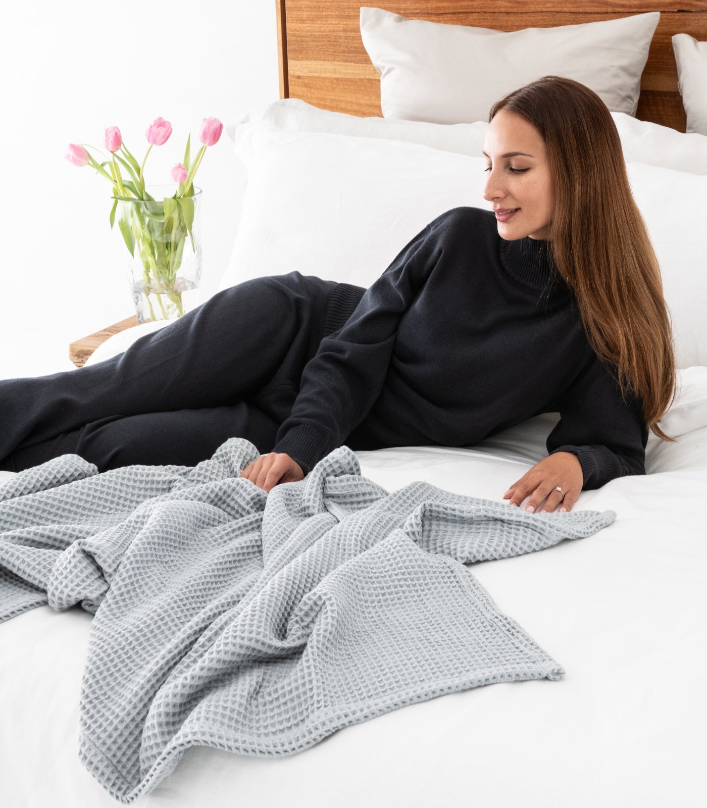 Bhumi Organic Cotton - Waffle Blanket - Sky Blue