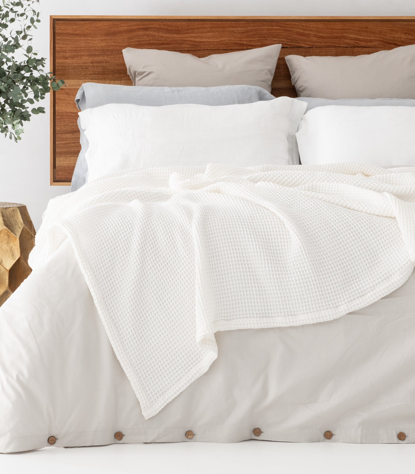 Bhumi Organic Cotton - Waffle Blanket -  White