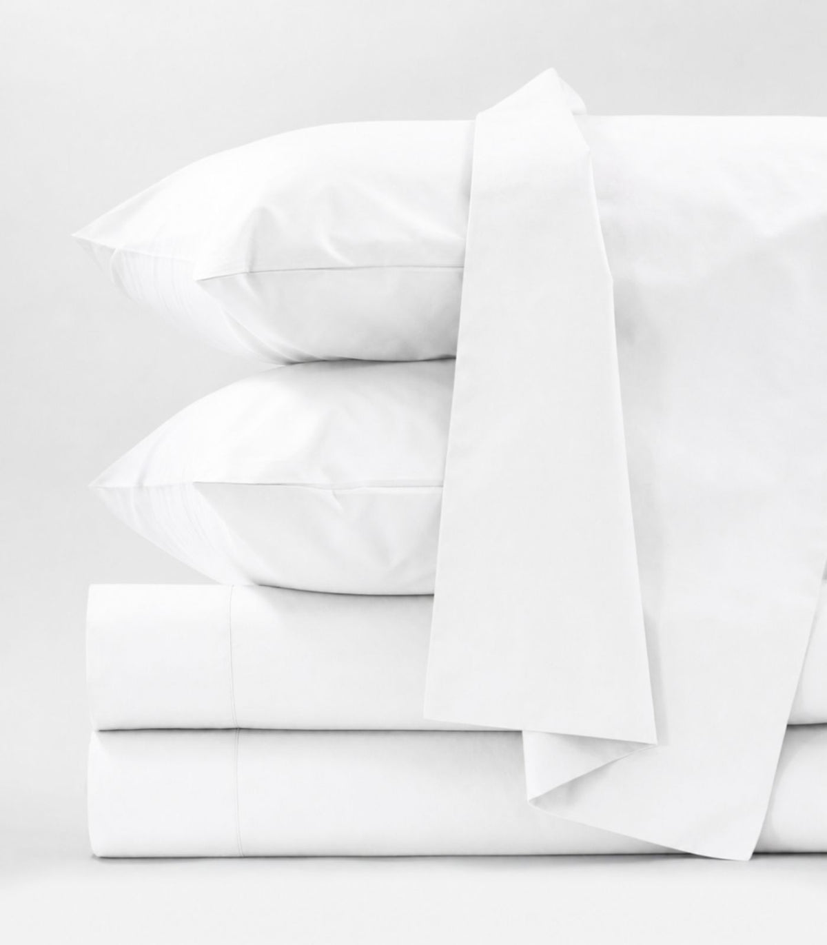 Organic Cotton Percale Sheet Set - Peach Finish - White