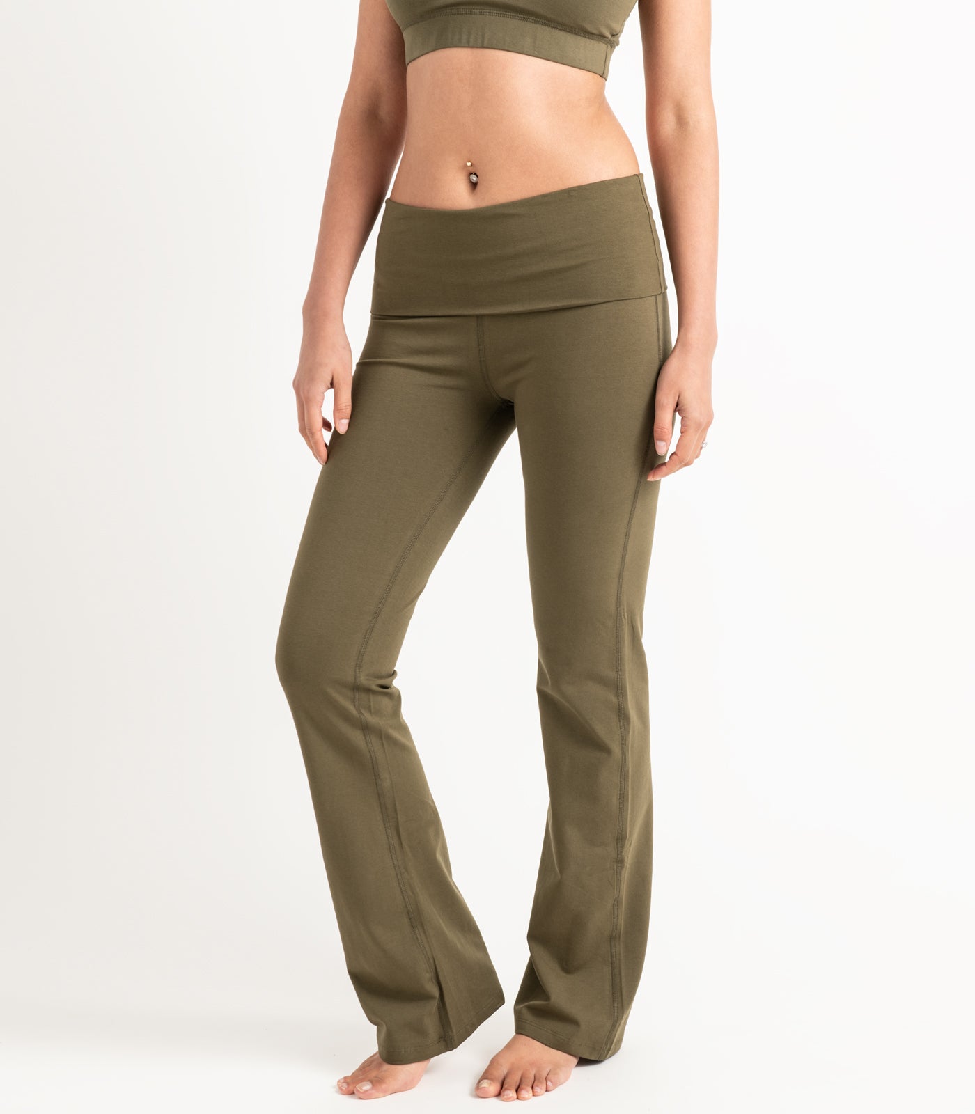 Wide Leg Leggings - Dark Olive