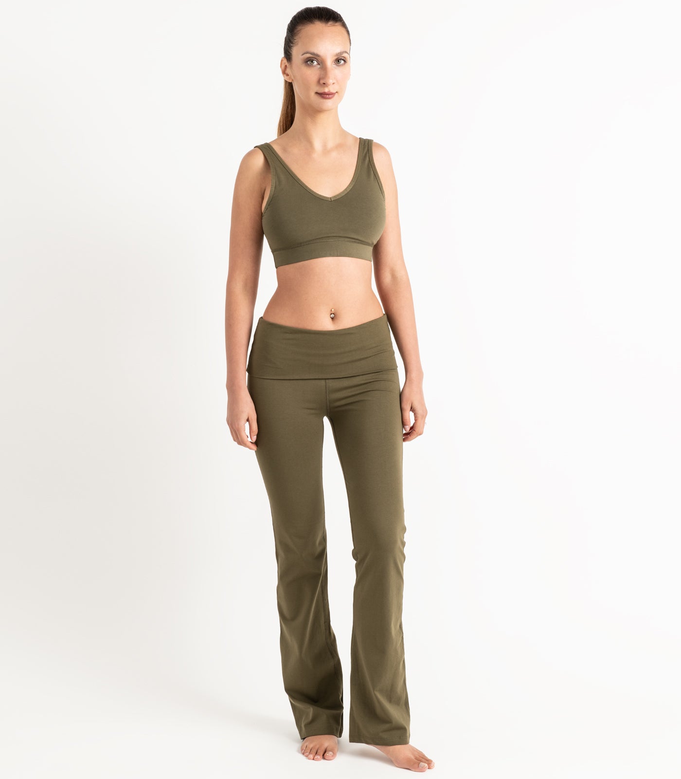 Wide Leg Leggings - Dark Olive