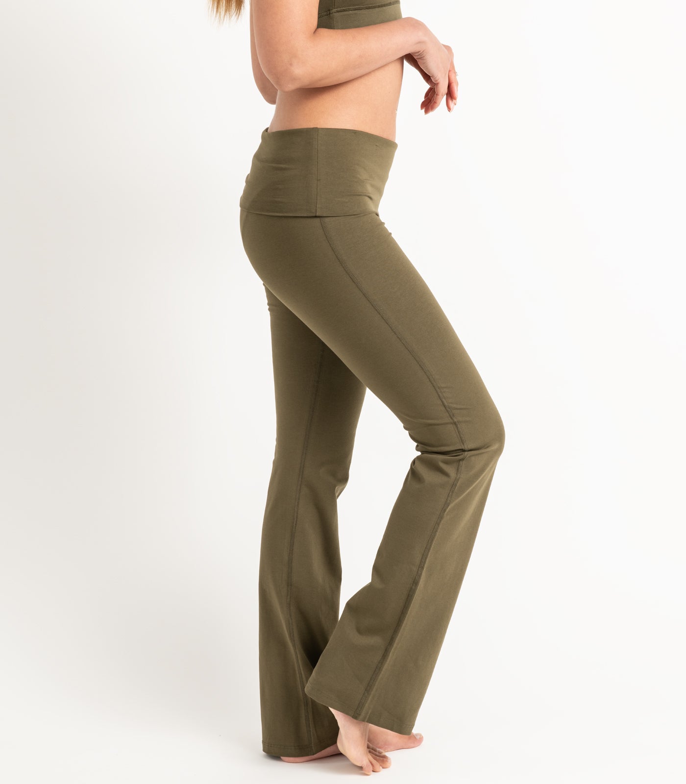 Wide Leg Leggings - Dark Olive