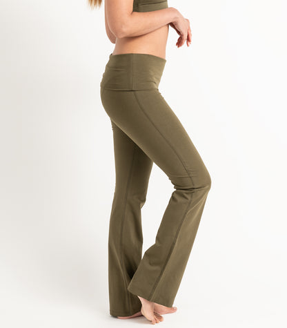 Wide Leg Leggings - Dark Olive