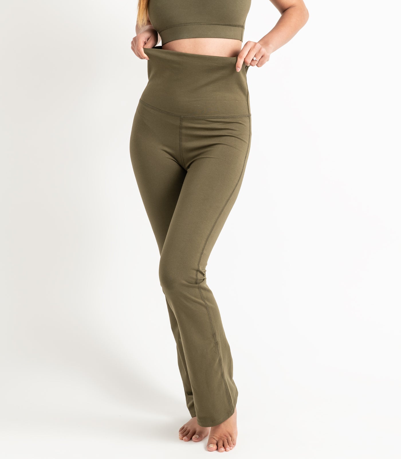 Wide Leg Leggings - Dark Olive