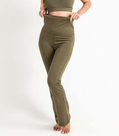 Wide Leg Leggings - Dark Olive