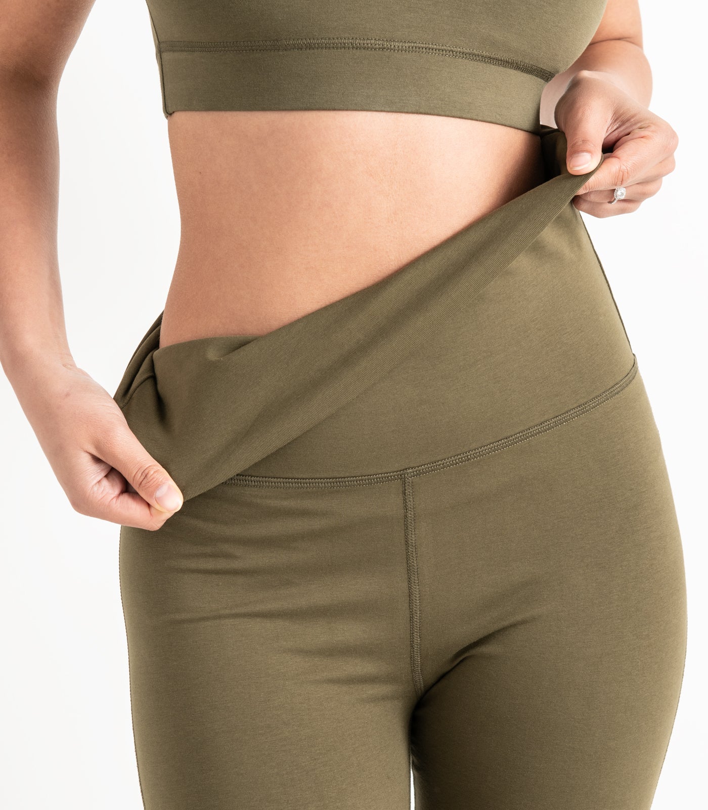 Wide Leg Leggings - Dark Olive