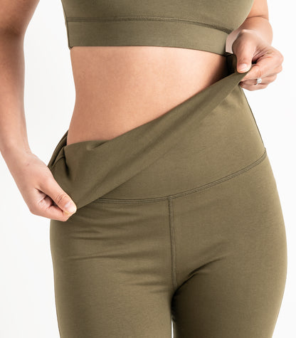 Wide Leg Leggings - Dark Olive