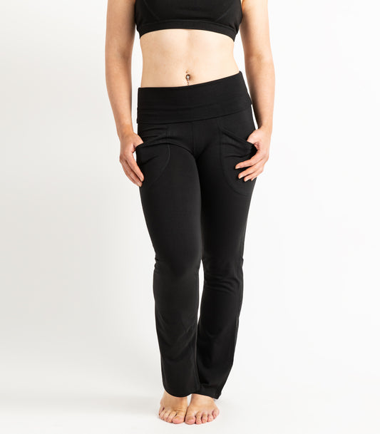 Pocket Wide Leg Leggings - Black