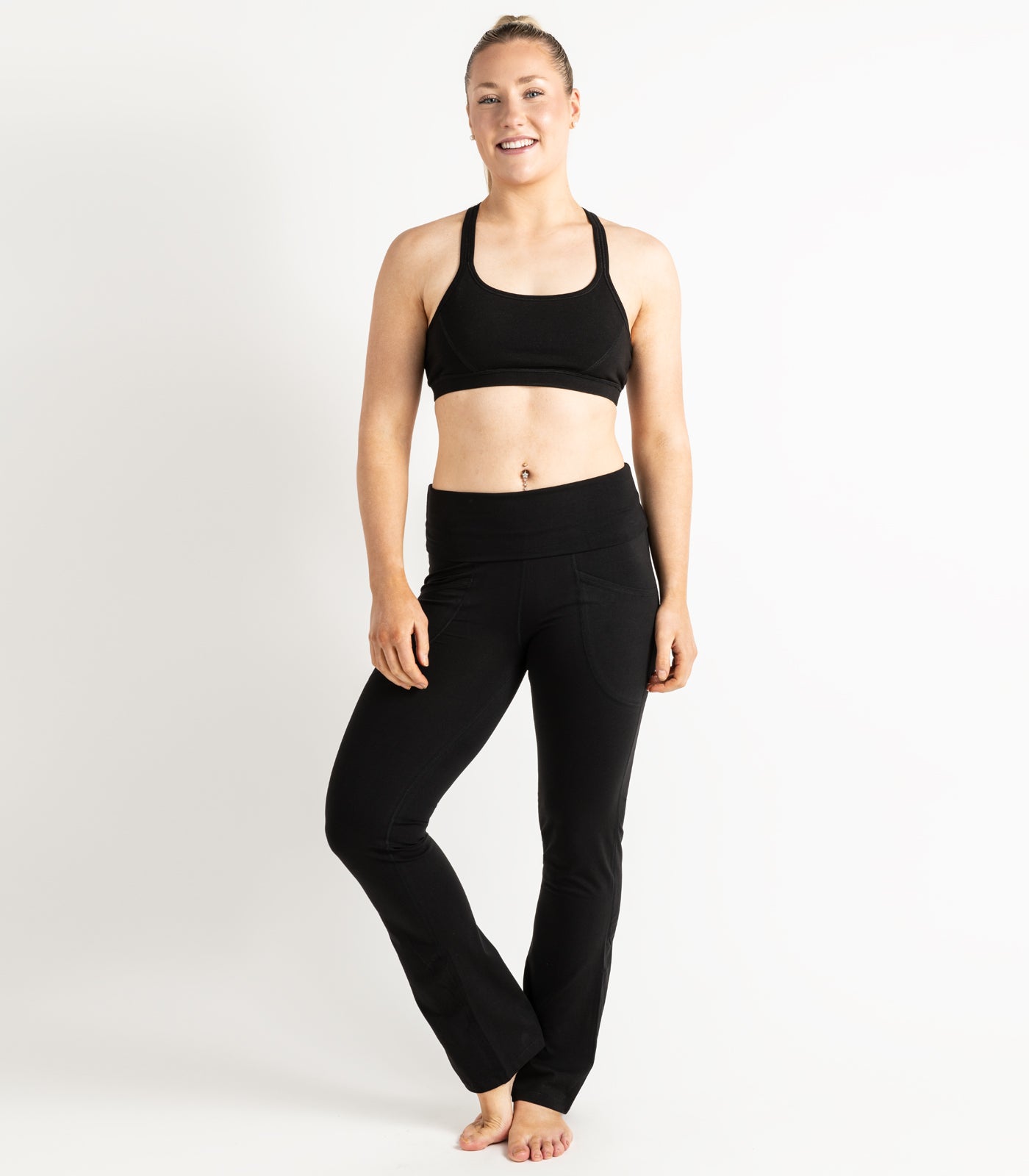 Pocket Wide Leg Leggings - Black