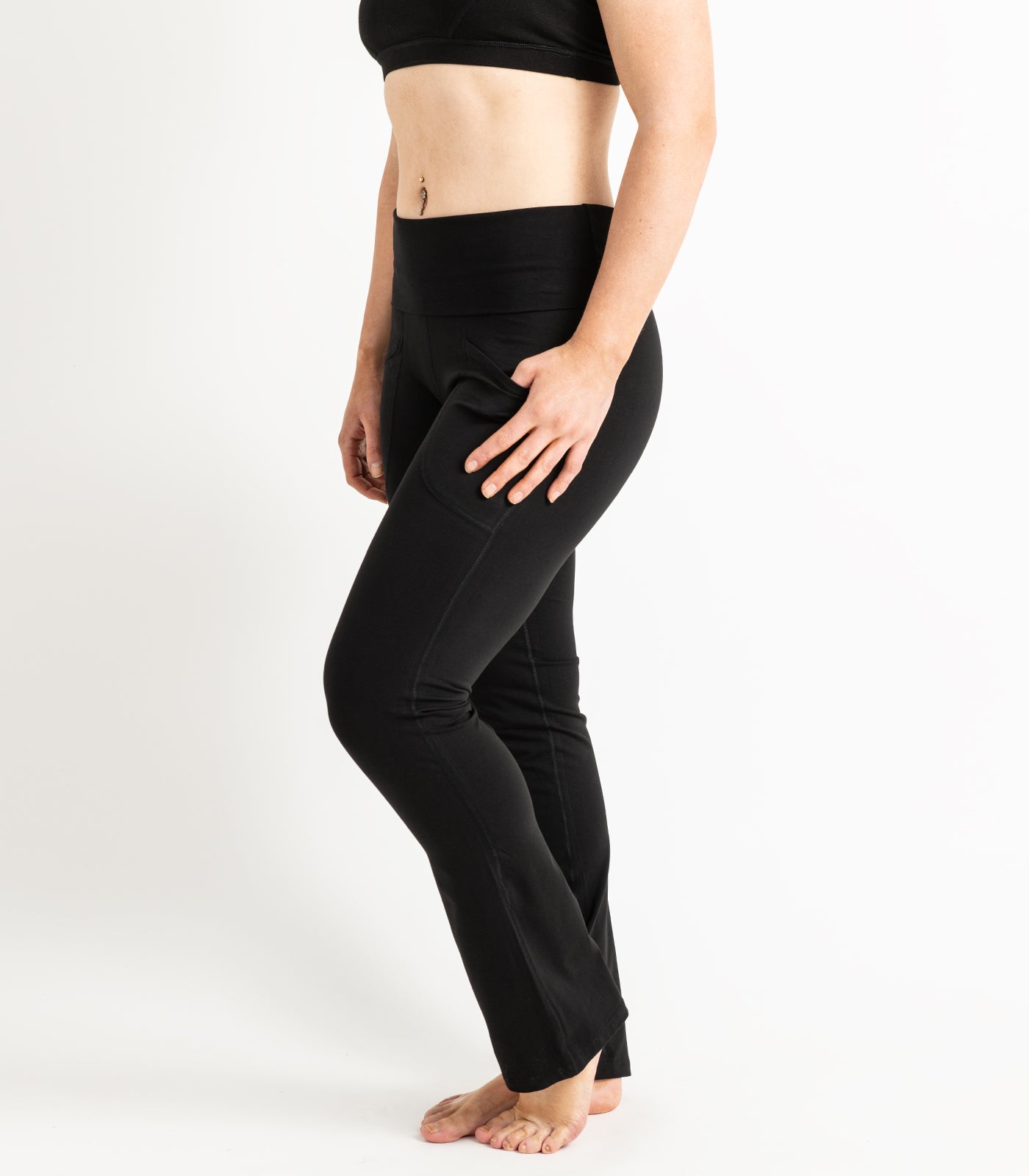 Pocket Wide Leg Leggings - Black