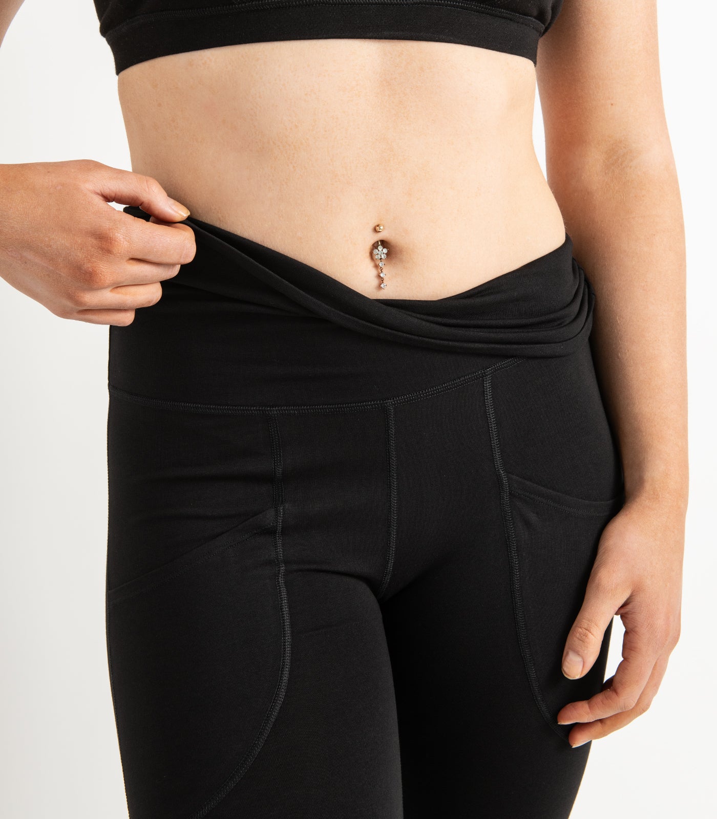 Pocket Wide Leg Leggings - Black