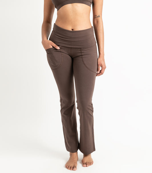 Pocket Wide Leg Leggings -Chocolate Martini
